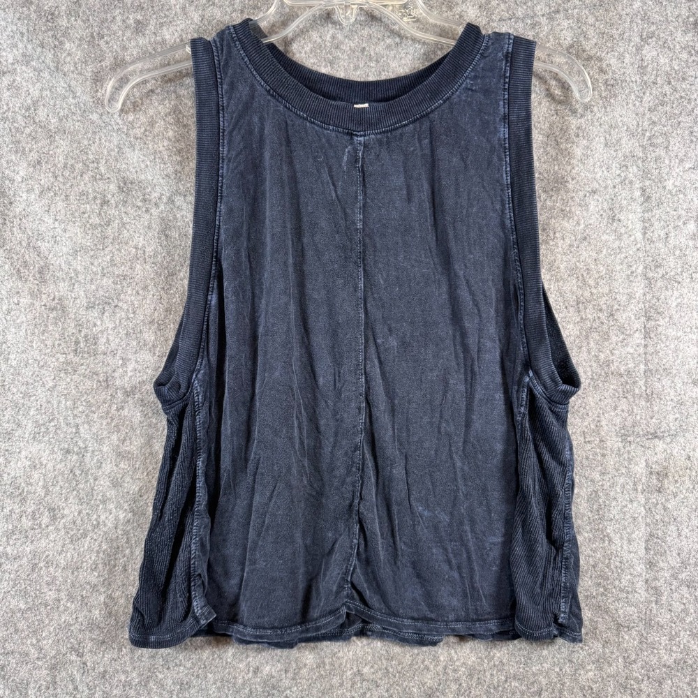 Intimately Free People Muscle Tee Tank Top Shirt Size Small Blue Cropped Boxy